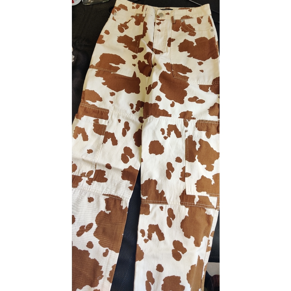 Cow print pants